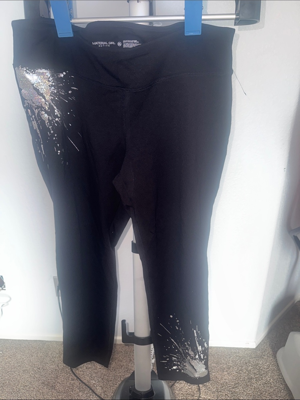 Material Girl Black Leggings with Iridescent Splash Accents